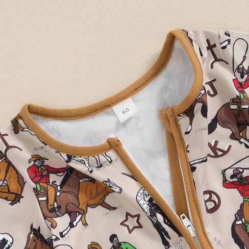 Muasaaluxi Western Baby Girl Boy Clothes Short Sleeve Cow Print Romper Zipper Bodysuit Jumpsuit Summer Clothes 0-18M in Kuwait