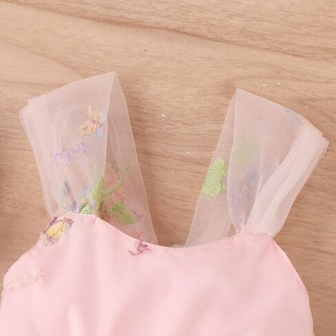 1st Birthday Girl Outfit Baby Flower Embroidery Princess Romper Tutu Dress Newborn Cake Smash Photoshoot Outfits in Saudi Arabia