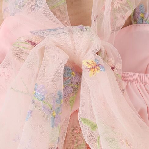 1st Birthday Girl Outfit Baby Flower Embroidery Princess Romper Tutu Dress Newborn Cake Smash Photoshoot Outfits in Saudi Arabia