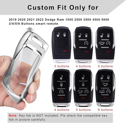 QBUC for RAM Key Fob Cover with Keychain Clip Soft TPU Key Case Compatible with 2019 2020 2021 2022 Dodge Ram 1500 2500 3500 4500 5500 Smart Remote Accessories (Blue) in Saudi Arabia