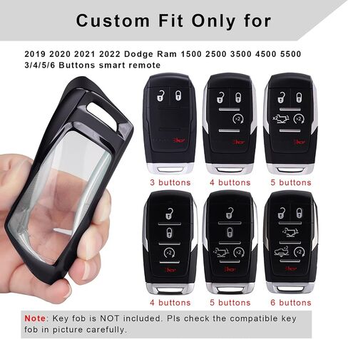 QBUC for RAM Key Fob Cover with Keychain Clip Soft TPU Key Case Compatible with 2019 2020 2021 2022 Dodge Ram 1500 2500 3500 4500 5500 Smart Remote Accessories (Blue) in Saudi Arabia