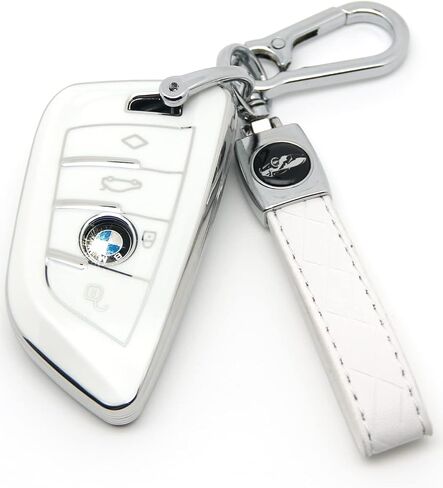 HAOYOUMEI Suitable For Bmw Key.Advanced soft TPU key case is compatible with X1 X3 X4 X5 X6 X7 M5 M6 1 3 4 5 6 7 GT3 GT5 GT6 key 360 Degree full protection key (Type B White Key Cover + key chain set) in Saudi Arabia