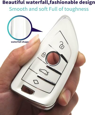 HAOYOUMEI Suitable For Bmw Key.Advanced soft TPU key case is compatible with X1 X3 X4 X5 X6 X7 M5 M6 1 3 4 5 6 7 GT3 GT5 GT6 key 360 Degree full protection key (Type B White Key Cover + key chain set) in Saudi Arabia