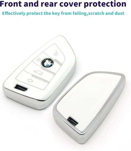 HAOYOUMEI Suitable For Bmw Key.Advanced soft TPU key case is compatible with X1 X3 X4 X5 X6 X7 M5 M6 1 3 4 5 6 7 GT3 GT5 GT6 key 360 Degree full protection key (Type B White Key Cover + key chain set) in Saudi Arabia