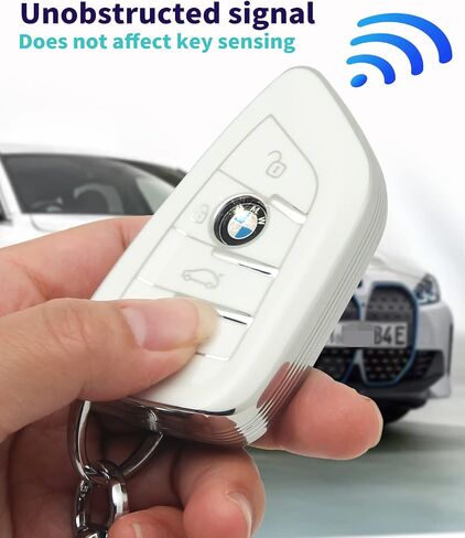 HAOYOUMEI Suitable For Bmw Key.Advanced soft TPU key case is compatible with X1 X3 X4 X5 X6 X7 M5 M6 1 3 4 5 6 7 GT3 GT5 GT6 key 360 Degree full protection key (Type B White Key Cover + key chain set) in Saudi Arabia