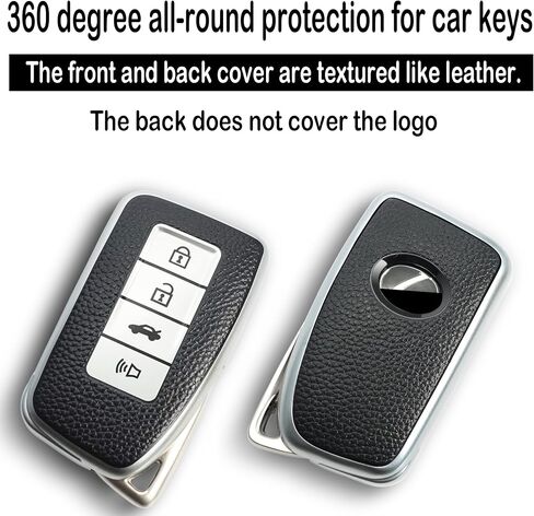 Texture key fob cover case keychain Compatible with Lexus,Soft TPU key case/skin,4-Buttons fit ES IS GS NX RX RC GX LX 570 200 250 300 350 h F Sport Remote Key Vehicle Accessories,silver in Saudi Arabia