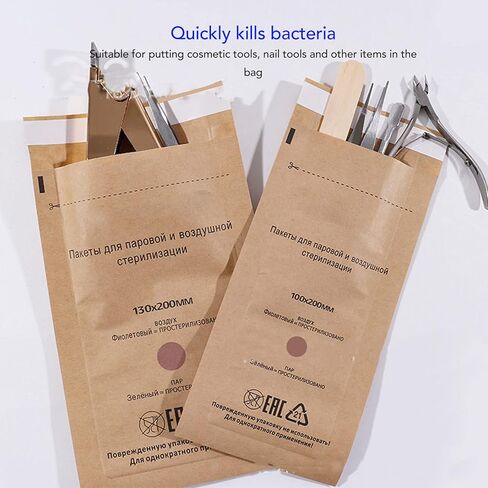 100pcs self sealing bags for dental tools, self sealing nail cleaning bags for dental cosmetic hygiene belt for storing professional dental cosmetic tools 100x200mm in Saudi Arabia