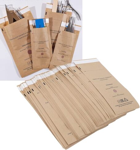 100pcs self sealing bags for dental tools, self sealing nail cleaning bags for dental cosmetic hygiene belt for storing professional dental cosmetic tools 100x200mm in Saudi Arabia
