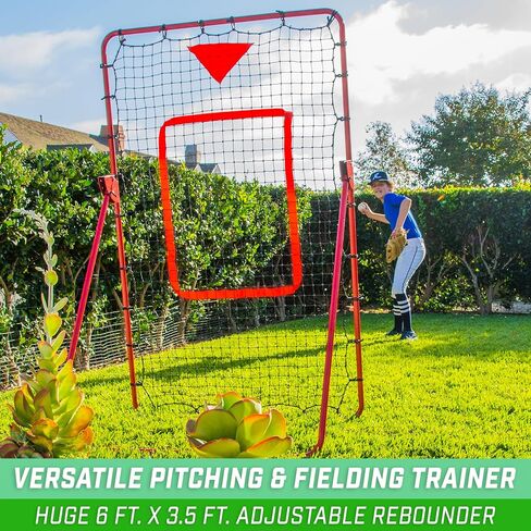 GoSports 6 ft x 3.5 ft Baseball & Softball Pitching and Fielding Rebounder Trainer - Adjustable Angle Pitch Back Return Net - Practice Grounders, Pop Flies, Line Drives in Saudi Arabia