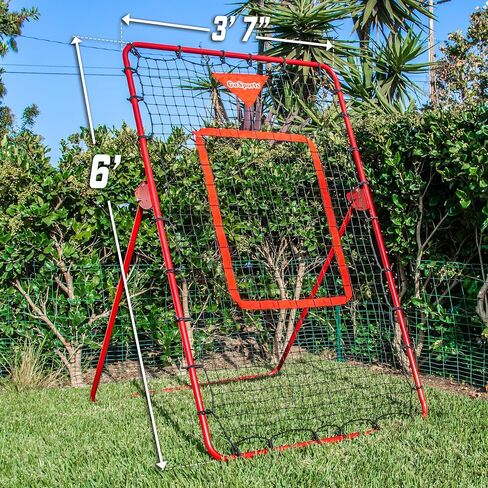 GoSports 6 ft x 3.5 ft Baseball & Softball Pitching and Fielding Rebounder Trainer - Adjustable Angle Pitch Back Return Net - Practice Grounders, Pop Flies, Line Drives in Saudi Arabia