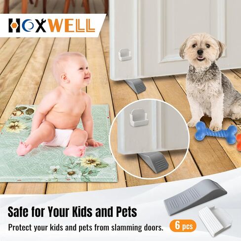 سدادات باب HOXWELL، 6 قطع من إسفين الباب لأسفل الباب تمنع القفل، توقف باب قوي قابل للتكديس للسجاد باب عالي التحمل (رمادي) in Kuwait