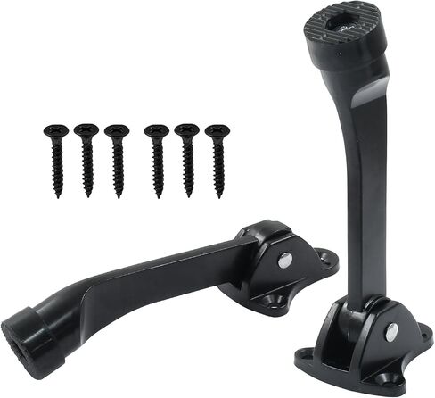 Luomorgo 2 Pack Kickdown Door Stop، توقف الباب للخدمة الشاقة مع طرف مطاطي مضاد للانزلاق، 4 بوصة توقف الباب حامل Kickdown Doorstop لأسفل الباب، أسود in Saudi Arabia