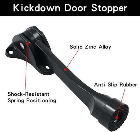 Luomorgo 2 Pack Kickdown Door Stop، توقف الباب للخدمة الشاقة مع طرف مطاطي مضاد للانزلاق، 4 بوصة توقف الباب حامل Kickdown Doorstop لأسفل الباب، أسود in Saudi Arabia