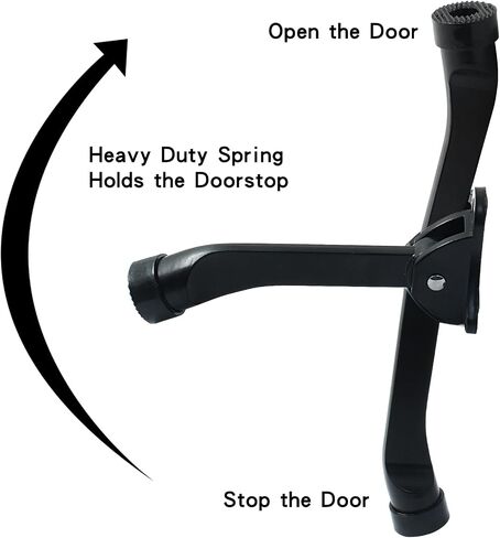 Luomorgo 2 Pack Kickdown Door Stop، توقف الباب للخدمة الشاقة مع طرف مطاطي مضاد للانزلاق، 4 بوصة توقف الباب حامل Kickdown Doorstop لأسفل الباب، أسود in Saudi Arabia