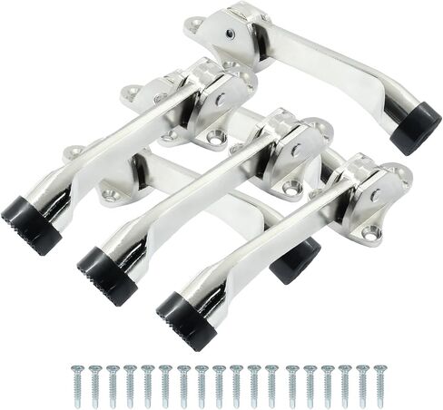 Luomorgo 2 Pack Kickdown Door Stop، توقف الباب للخدمة الشاقة مع طرف مطاطي مضاد للانزلاق، 4 بوصة توقف الباب حامل Kickdown Doorstop لأسفل الباب، أسود in Saudi Arabia