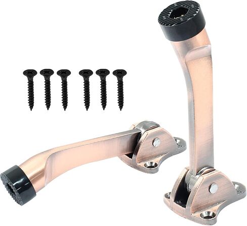 Luomorgo 2 Pack Kickdown Door Stop، توقف الباب للخدمة الشاقة مع طرف مطاطي مضاد للانزلاق، 4 بوصة توقف الباب حامل Kickdown Doorstop لأسفل الباب، أسود in Saudi Arabia