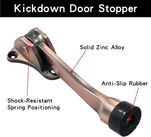 Luomorgo 2 Pack Kickdown Door Stop، توقف الباب للخدمة الشاقة مع طرف مطاطي مضاد للانزلاق، 4 بوصة توقف الباب حامل Kickdown Doorstop لأسفل الباب، أسود in Saudi Arabia