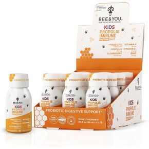 Bee and You Propolis Immune Shot, Probiotic, Vitamin C, Vitamin D3, Zinc, Ginger, Immune Support, Gut Health, Digestive Health, Bioactive 1.69 Fl. oz, 12 Pack in Saudi Arabia