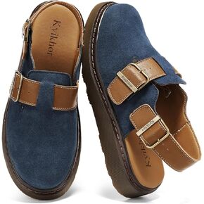 Women's Suede Leather Loafer Slip-Ons|Genuine Suede Clogs for Women|Comfort Footbed Leather Mules Potato Shoes with Back Strap|Cute Office Casual Dress Shoes in Kuwait