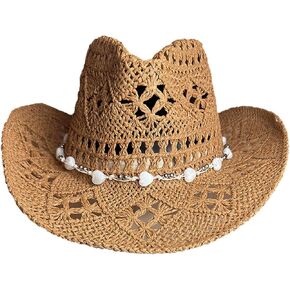 Straw Cowboy Hat Wide Brim Sun Beach Cowgirl Hat Summer Western Cowboy for Travel Outdoor Family for Women and Men in Saudi Arabia