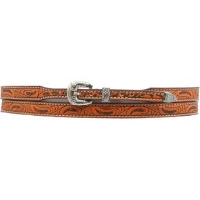 Western Leather Hat Band with Floral Tooling, Tan with Silver Buckle, Hand-Tooled Design, One Size, Bonded Leather in Saudi Arabia