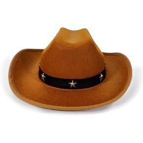 Kids Toddler Western Cowboy Hat Wide Brim Stylish Star Leather Cowboy Hat Cowgirl Dress Up Hat with Belt Buckle in Kuwait