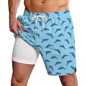 LHY Mens Funny Swim Trunks Quick Dry Beach Shorts with Compression Liner 2 in 1 Print Board Shorts for Vacation Surfing in Saudi Arabia