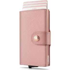 Women Wallet RFID Blocking Wallet for Women, Slim Small Size, Top Grain Leather, Pop up Credit Card Holder, Trifold, Minimalist, Pink Saffiano 9-11 Cards Capacity ID Window Cash Pocket,Gift for Her in Kuwait