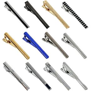 12Pcs Tie Clips for Men,Classic Tie Bar Clip Set for Regular Ties Necktie Wedding Meeting Business Clips with Gift Box in Saudi Arabia