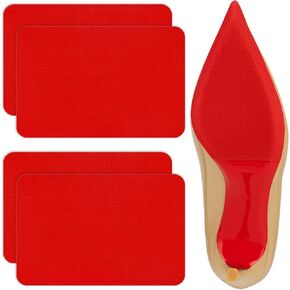 Linwei Red Bottom Shoe Protector for Christian Louboutin Heels, Self Adhesive Sole Protectors, Durable Shoe Bottom Protector Guard, Non Slip Shoe Pads, 4 Pieces (Red, 4" x 6") in Saudi Arabia