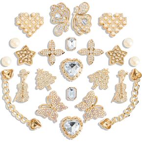24 Pcs Bling Shoe Charms for Girls and Women, Sparkle Rhinestones Shoe Decoration Charms, Cute Shoe Decorations Charms for Clog Sandals Women Girls Party Favor in Saudi Arabia