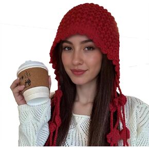 Handmade Crocheted Hat for Women Red in Kuwait