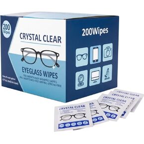 Icepac Lens Wipes for Eyeglasses - 200-Moistened Individual Wrapped Eye Glasses Cleaning Wipes | 12 * 15cm -Cleaner for Glasses, Sunglasses, Phone Screen, Electronics & Camera Lens in Saudi Arabia