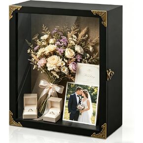 Shadow Box Deep 4.7 in Wooden Frame Clear Acrylic Front Cover 11x14 | Impact-resistant Memory Showcase with Vintage Lock,Linen Cork Back Keepsake Holder for Medals,Dried Bouquets,Baby Keepsakes in Saudi Arabia