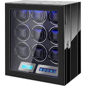 Watch Winder for 9/12 Automatic Watches, Ultra-Quiet Motors, Built-in LED Illumination， with LCD Display and Touch Control in Saudi Arabia