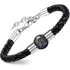 Men's Braided Genuine Leather Bracelet - 11-12mm Hand-carved Seawater Tahitian Pearl Bracelet for Men, Chirtmas Anniversary Birthday Gifts for Him Husband, Length 7.87"+1.96" in Saudi Arabia