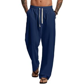 JMIERR Mens Casual Cotton Lightweight Baggy Texture Pants Loose Fit Elastic Waist Barrel Beach Pants in Saudi Arabia