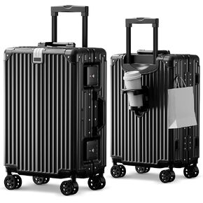 Carry on Luggage Aluminium Frame with Cup Holder, 20 Inch Zipperless Luggage with Spinner Wheels,Carry On Luggage 22x14x9 Airline Approved for Fathers Day Gift for Dad Men Him Husband in Saudi Arabia
