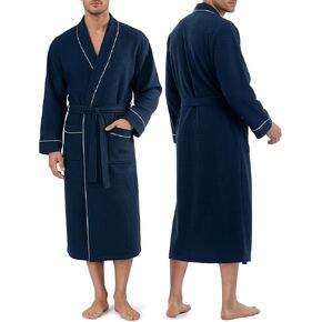 رداء وافل رجالي من NY Threads متوسط ​​الطول خفيف الوزن وناعم ومتماسك ملابس نوم مع جيوب in Kuwait