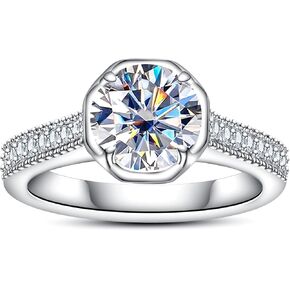 Moissanite Engagement Rings for Women: 2cttw Round Cut Lab Created Diamond in Half Bezel/Bezel/Channel/Halo Setting, Solitaire Promise & Anniversary Wedding Rings in Saudi Arabia