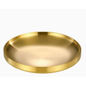 Gold Round Tray,Decorative Antique Bowl,Stainless Steel Fruit Bowl for Entryway Table Kitchen Counter,Jewelry Dish Candle Plate for Home,Dining Table,Shoe rack Decor (Gold, 7.5") in Saudi Arabia