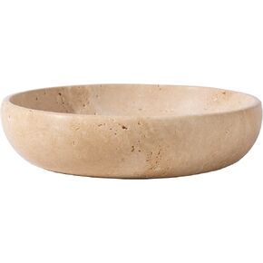 Natural Travertine Decorative Bowl 7.8", Handmade Stone Catchall Bowl for Entryway Key, Coffee Table Centerpiece, Kitchen Counter Fruit Bowl, Ring Tray, Office Home Decor Modern Apartment Essential in Saudi Arabia