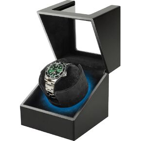 KAMIER Watch Winder for Single Automatic Watch – Anti-Magnetic Quiet Japanese Motor, Battery or AC Powered, Acrylic Glass, T2/S6 Intermittent Modes, Self-Winding Watch Rotator, Ideal Gift for Men in Kuwait