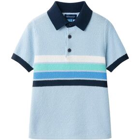 Blue Stripe Boys Sweater Polo | Knit by Andy & Evan in Saudi Arabia