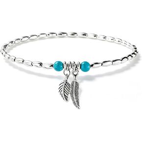 2 Pcs Natural Stone Beaded Anklets For Women Starfish Turquoise Beaded Layered Anklet Set Boho Feather Stretch Ankle Bracelets Adjustable Summer Beach Jewelry Gifts in Saudi Arabia