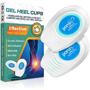 Gel Heel Cushion Inserts, Heel Cups for Heel Pain Relief, Poron Shock Absorption for Plantar Fasciitis, Achilles Tendonitis, Bone Spur, Men & Women (S/M (M 4.5-9.5 / W 6-10.5)) in Saudi Arabia