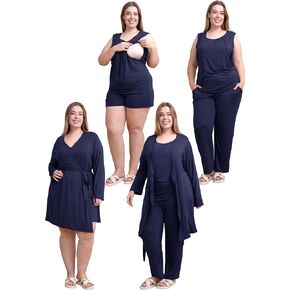 Rnxrbb 4 PCS Hospital&Home Nursing Pajamas Robe Set for Postpartum Pajama Maternity Breastfeeding Pj Birth Lounge Clothes in Kuwait