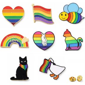 8 Pack Rainbow Enamel Pins Set, Cute Pride Lapel Pins with 2 Spare Pin Backs, Colorful Brooch Pin Accessories for Backpack, Jacket, Hat, Lanyard, Gift Idea in Saudi Arabia