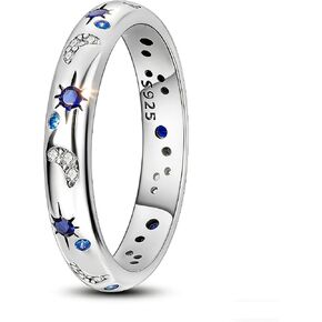 HONGRUI 925 Sterling Silver Sun Moon and Star Ring Eternity Size 5-10 Stackable Statement Sapphire Rings for Women Mother Day Christmas Jewelry Gifts in Saudi Arabia