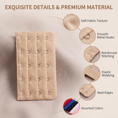 22 Pcs Women’s Bra Extenders, 3 Rows 5 Hooks Soft Elastic Extension Strap, 22 Colors Bra Band Adjusters for Daily Use in Saudi Arabia